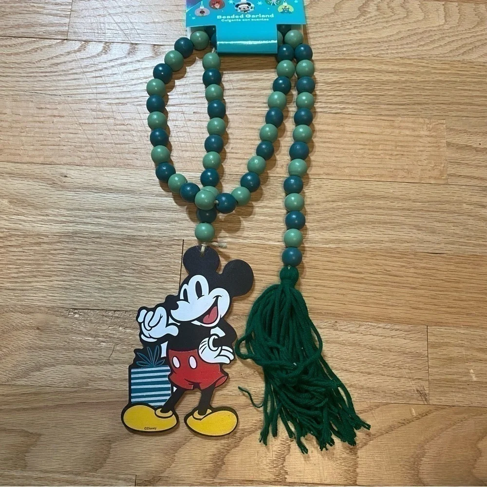 Disney Mickey Mouse Beaded Garland NEW Green Christmas Decoration
